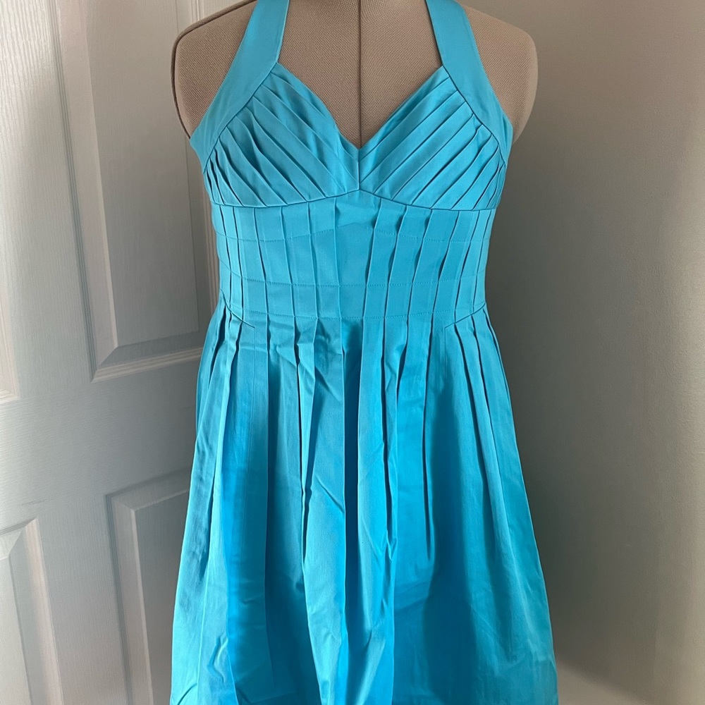 Calvin Klein Pleated Blue Dress